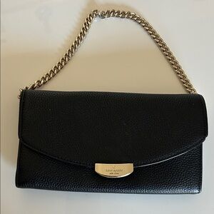 Kate Spade Black Leather Clutch with Chain Strap
